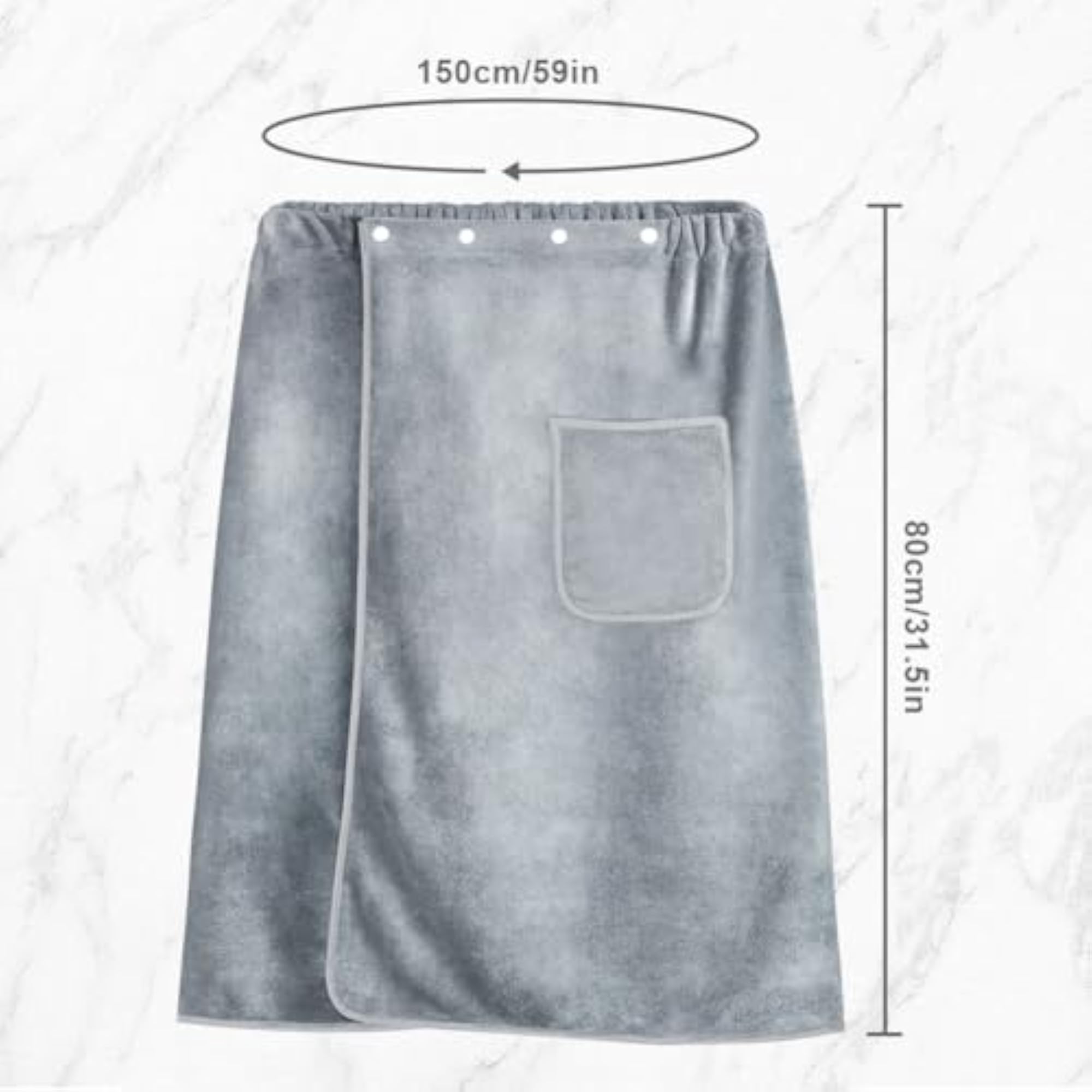 Men's Adjustable Sauna Kilt Towel, Grey